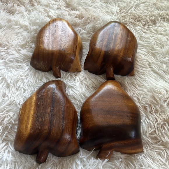 Vintage Monkey Pod Bowls Leaf Shaped Set of 4 MCM Mid Century Modern - Picture 5 of 9
